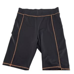 BP Contrast Stitch Bike Shorts Black Neon Orange NWT 5153 Travel Gym Workout